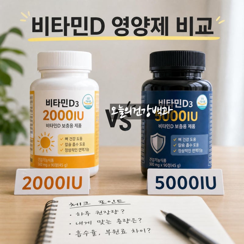 비타민D 2000IU와 5000IU 많이 먹는다고 좋은 건 아니었습니다