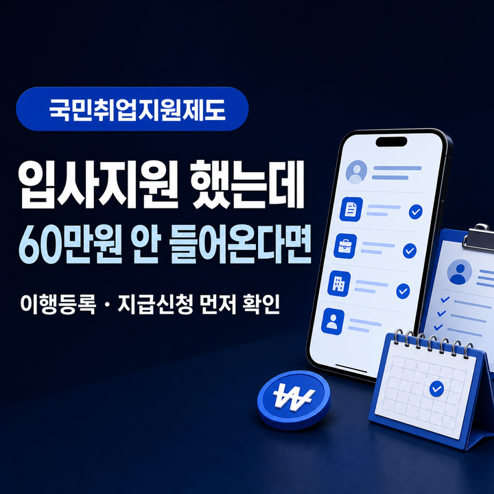 “입사지원만 하면 끝?” 국민취업지원제도 이행등록, 구직촉진수당 60만원 안 들어올 때