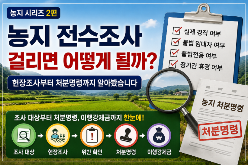 농지 전수조사 걸리면 어떻게 될까? 현장조사부터 처분명령까지 알아봤습니다