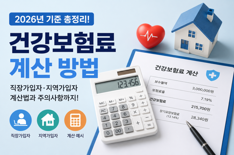 건강보험료 계산 방법, 2026년 직장·지역가입자 기준 총정리