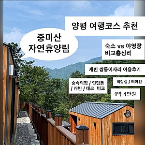 [서울근교여행 | 양평] 중미산 자연휴양림 1박 4만원 4인가족 캐빈 당일예약, 이용 후기 | 화장....