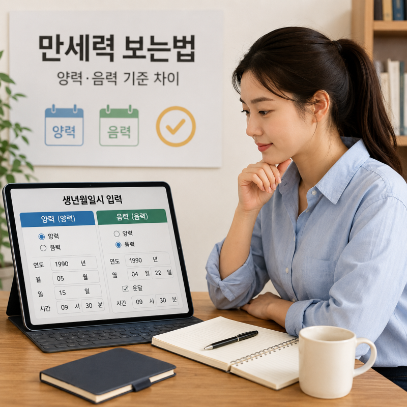 만세력 보는법, 생년월일시 입력할 때 양력·음력 기준 차이