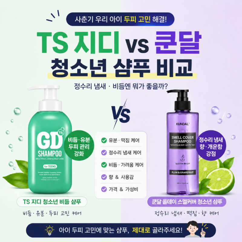 [육아 정보] 사춘기 청소년 샴푸 비교｜비듬 있는 아이 vs 정수리 냄새 나는 아이