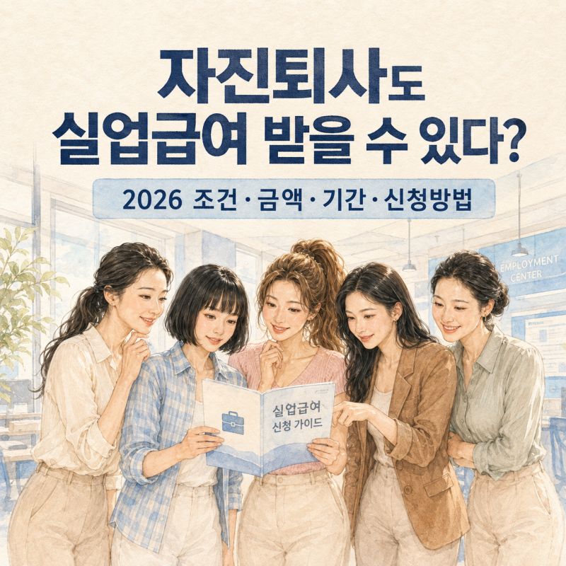 자진퇴사도 실업급여 받을 수 있다? 2026 실업급여 조건·금액·기간·신청방법 총정리