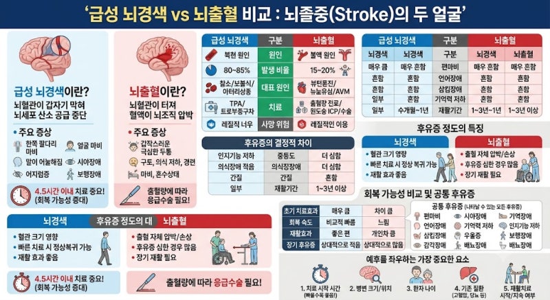 급성 뇌경색과 뇌출혈 차이점 및 후유증 차이
