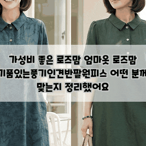 가성비 좋은 로즈맘 엄마옷 로즈맘 기품있는풍기인견반팔원피스 어떤 분께 맞는지 정리했어....
