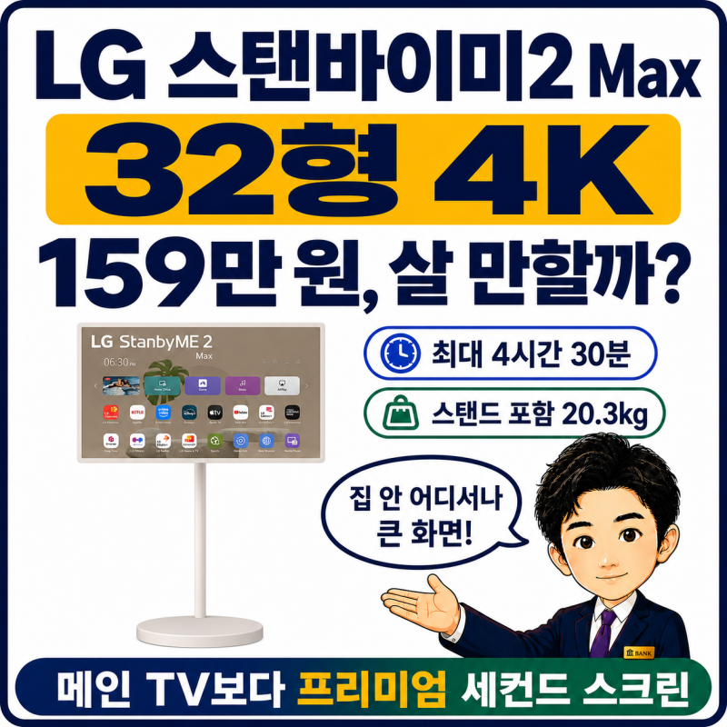 LG 스탠바이미2 Max LX6 리뷰, 32형 4K 이동식 화면 추천 이유