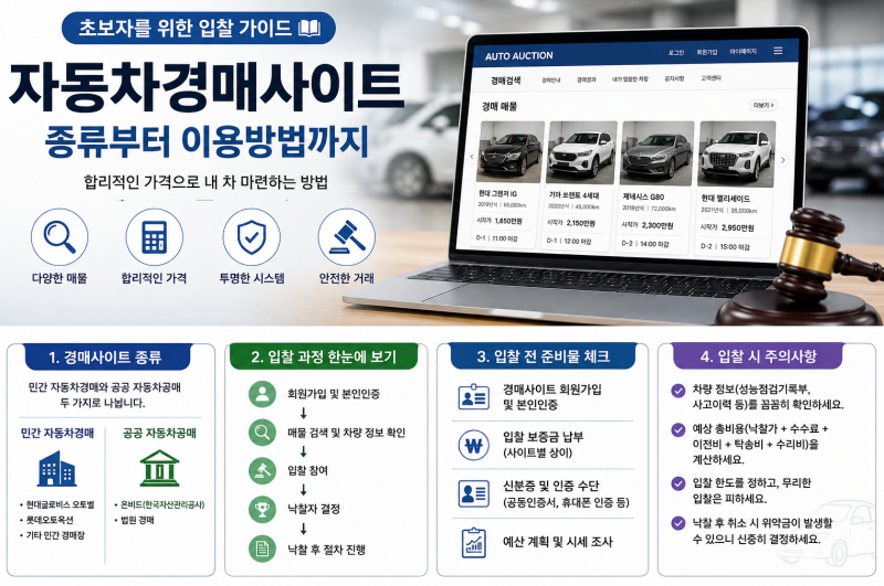 자동차경매사이트 종류부터 이용방법까지｜초보자 입찰 가이드