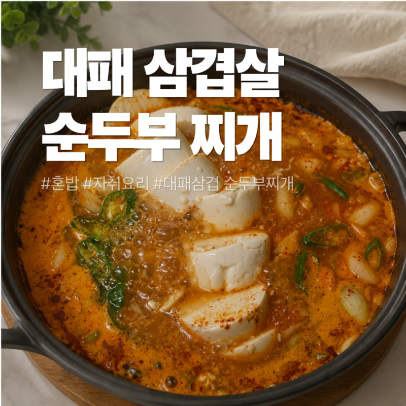 20분만에 만드는 혼밥 요리, 대패삼겹살 순두부 찌개