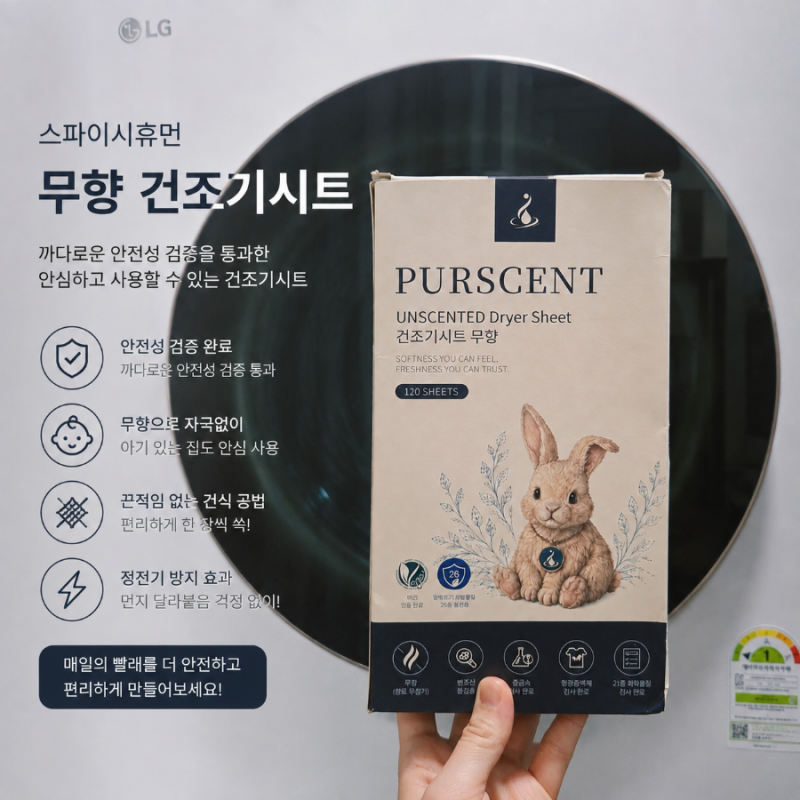 무향 건조기시트 추천 스파이시휴먼 PURSCENT 무향 건조기시트 사용 후기