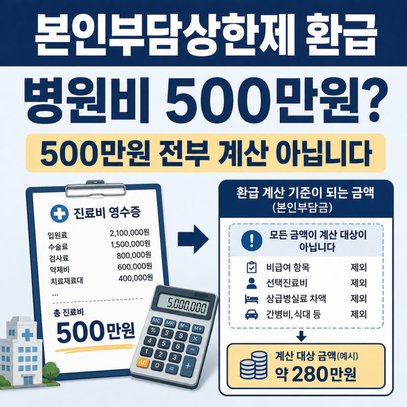 2026 본인부담상한제 환급, 병원비 500만원 냈어도 500만원 기준 아닙니다
