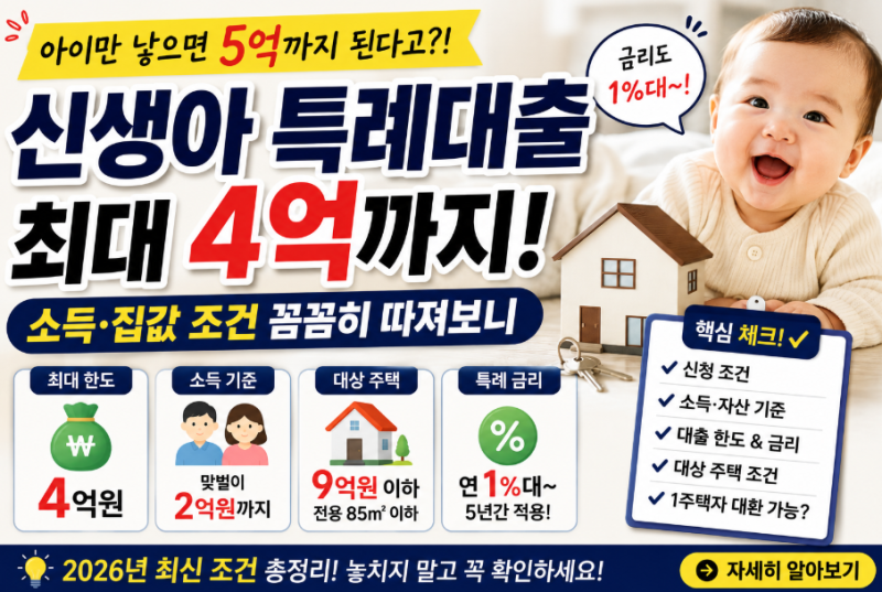 신생아 특례대출 아이만 낳으면 5억까지 된다고?? 소득·집값 조건 따져보니