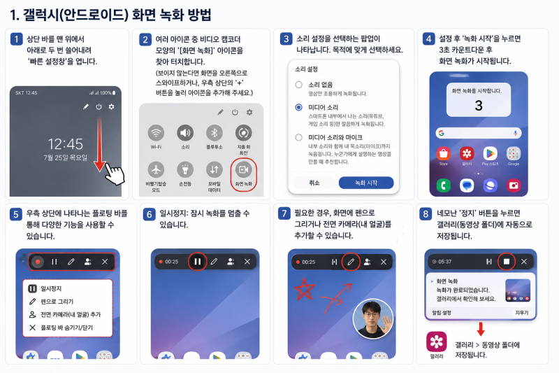 [IT 꿀팁] 앱 설치 없이 스마트폰 화면 녹화하는 방법 (갤럭시 & 아이폰, 소리 포함)