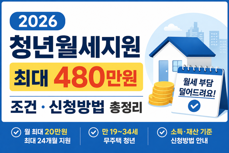2026 청년월세지원 최대 480만원｜조건·소득기준·신청방법 총정리