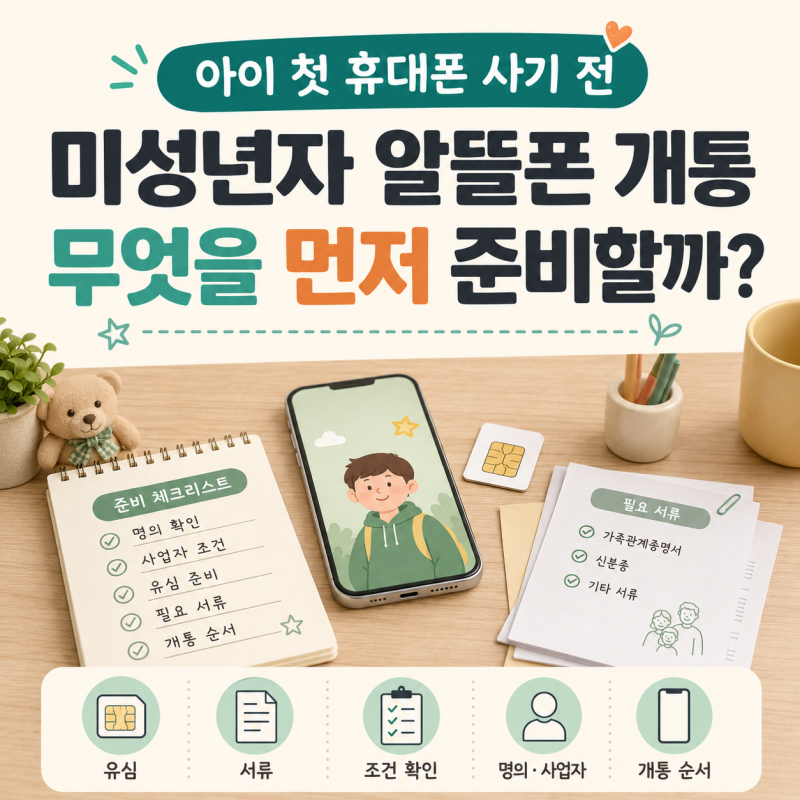 미성년자 알뜰폰 개통, 아이 첫 휴대폰 사기 전 알아본 준비물과 순서