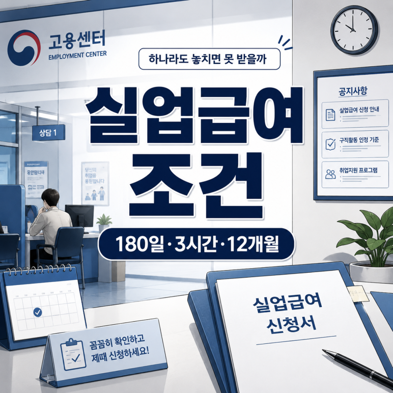 “180일·3시간·12개월” 실업급여 조건, 하나라도 놓치면 못 받을까