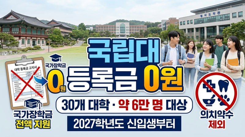 2027 지방국립대 신입생 등록금 ‘0원’ 추진｜30개 대학 약 6만명, 누가 혜택받을까?