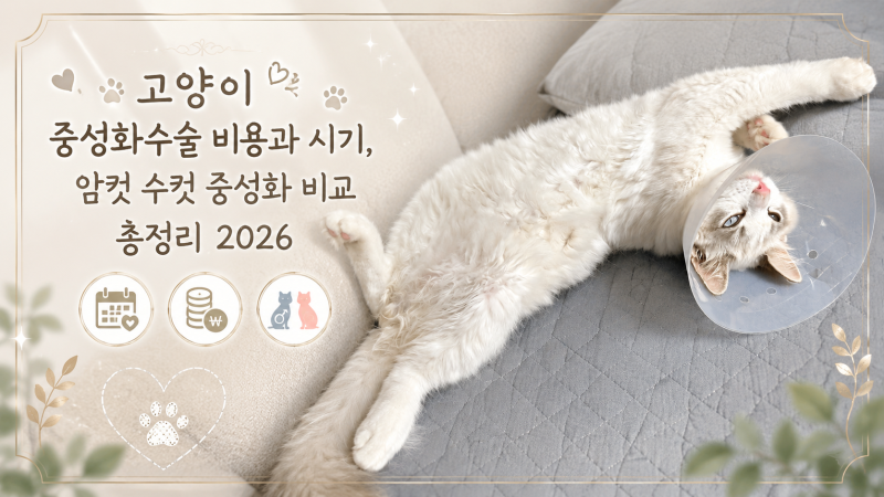고양이 중성화수술 비용과 시기, 수컷 암컷 고양이 중성화 비교 총정리 2026