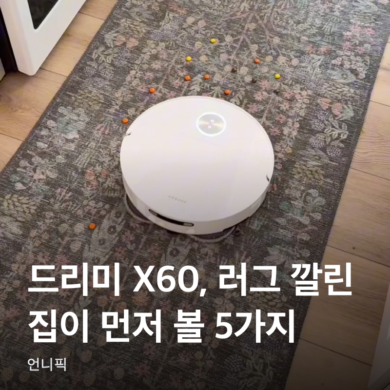 드리미 X60, 러그 깔린 집이 먼저 볼 5가지