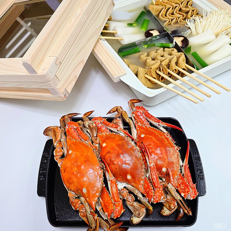 편백나무찜기로 냉동 꽃게찜 찌는법 어묵탕까지 한번에 편백찜 만들기