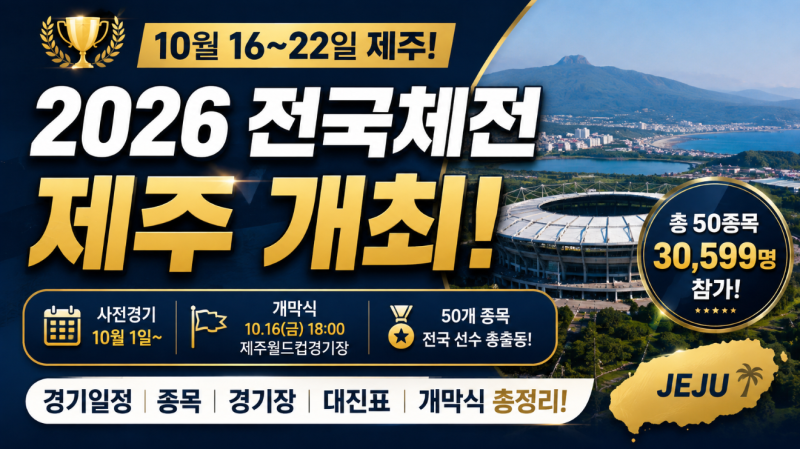 2026 전국체전 제주 10월 개최, 경기일정·종목·경기장·개막식 총정리