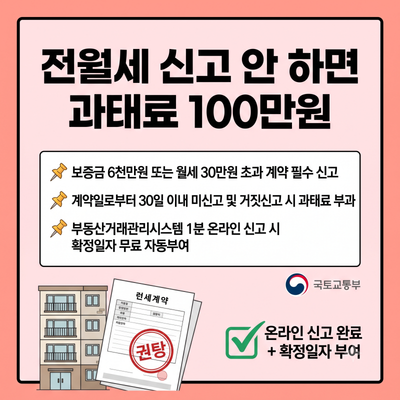 전월세 신고제 대상 기준 및 미신고 과태료 100만원 방지 부동산거래관리시스템 1분 온라인 ....
