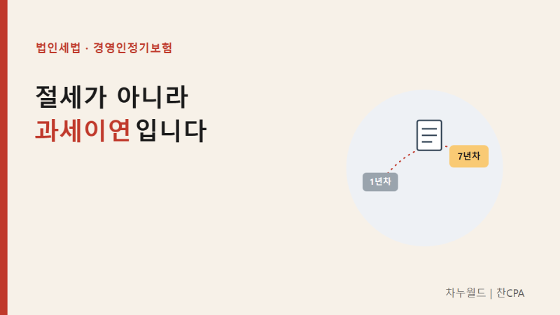 [법인세법] 경영인정기보험(CEO플랜), 절세가 아니라 과세이연입니다
