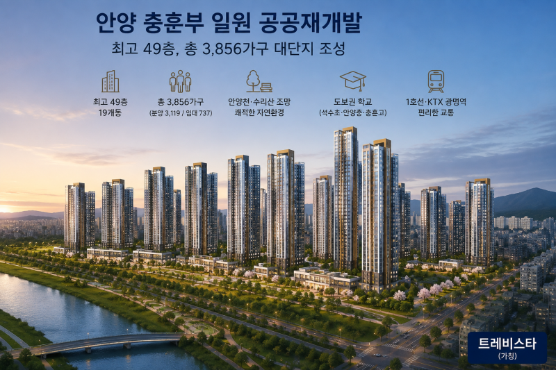 안양에 3,856가구 초대형 단지 들어선다…충훈부 공공재개발, 49층 랜드마크로 변신