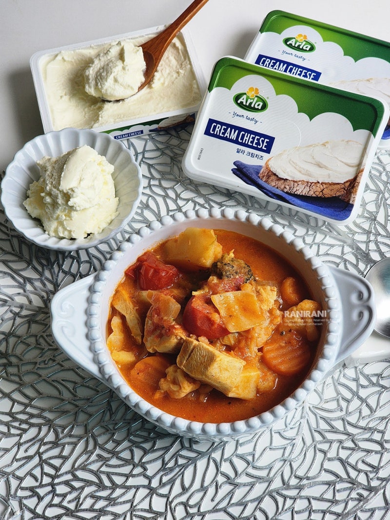 크림치즈 요리 발라먹기만 하실건가요? 알라크림치즈 넣은 토마토야채스프 레시피