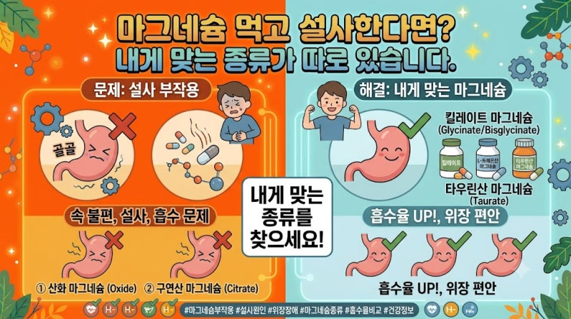 마그네슘 종류별 차이, 흡수율만 보고 고르면 놓치는 부분