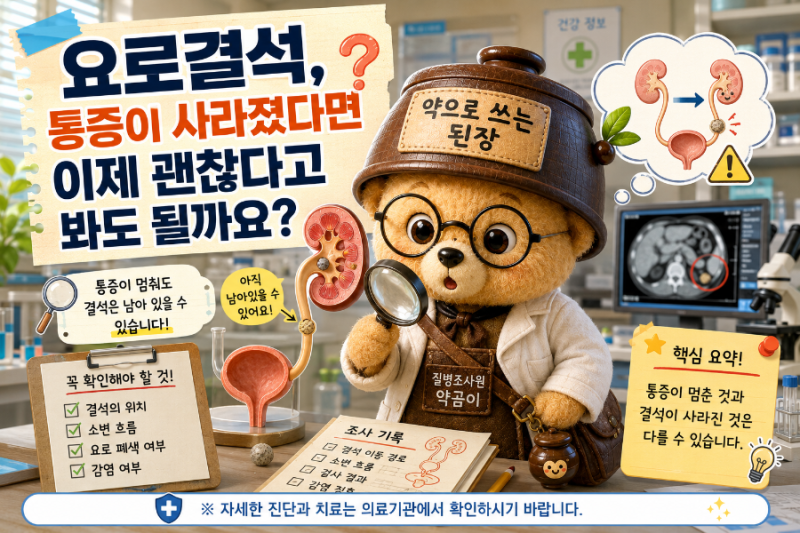 요로결석, 통증이 사라졌다면 이제 괜찮다고 봐도 될까요?
