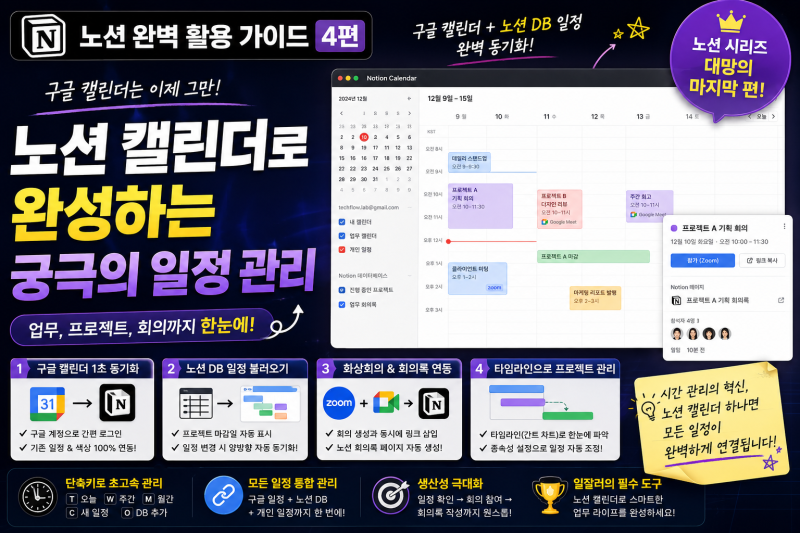 [노션 완벽 활용 가이드 4편] 구글 캘린더는 이제 그만! '노션 캘린더'로 완성하는 궁극의 일....