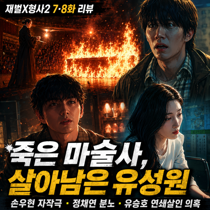 재벌X형사2 7·8회 리뷰｜죽은 마술사는 쌍둥이 형이었다…손우현 자작극·정채연 분노, 유승....