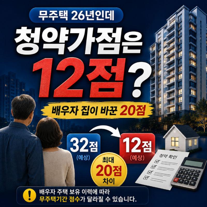 무주택자 기준, 배우자 집 때문에 청약가점 20점 달라질 수 있다