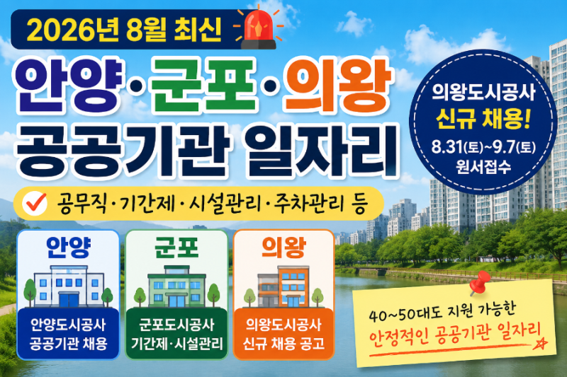 안양·군포·의왕 공공기관 일자리 찾는다면? 2026년 8월 말 채용정보 정리
