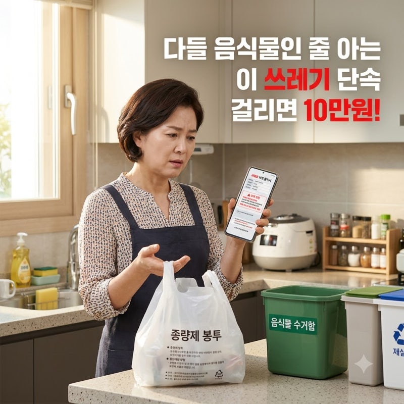 다들 음식물인 줄 아는 이 쓰레기 단속 걸리면 10만원!