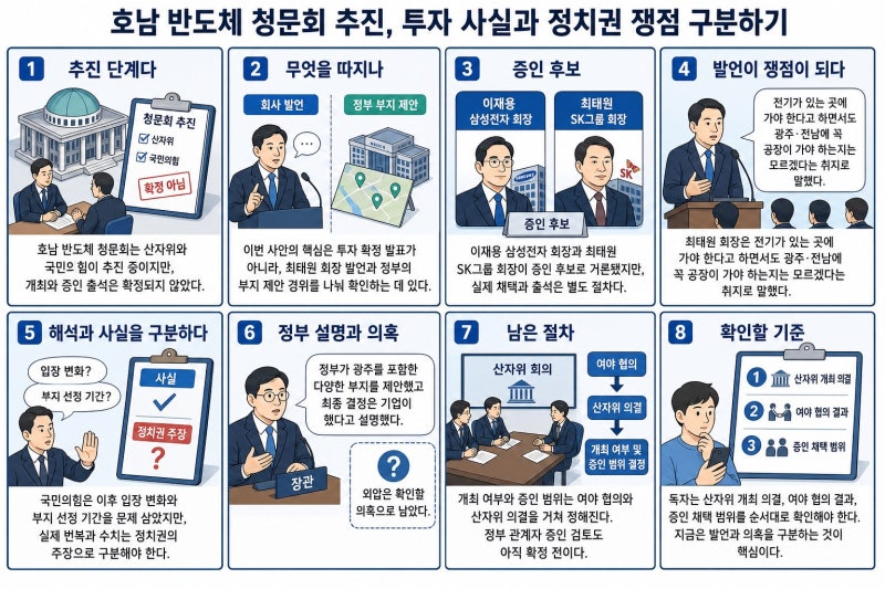 호남 반도체 청문회 추진, 투자 사실과 정치권 쟁점 구분하기