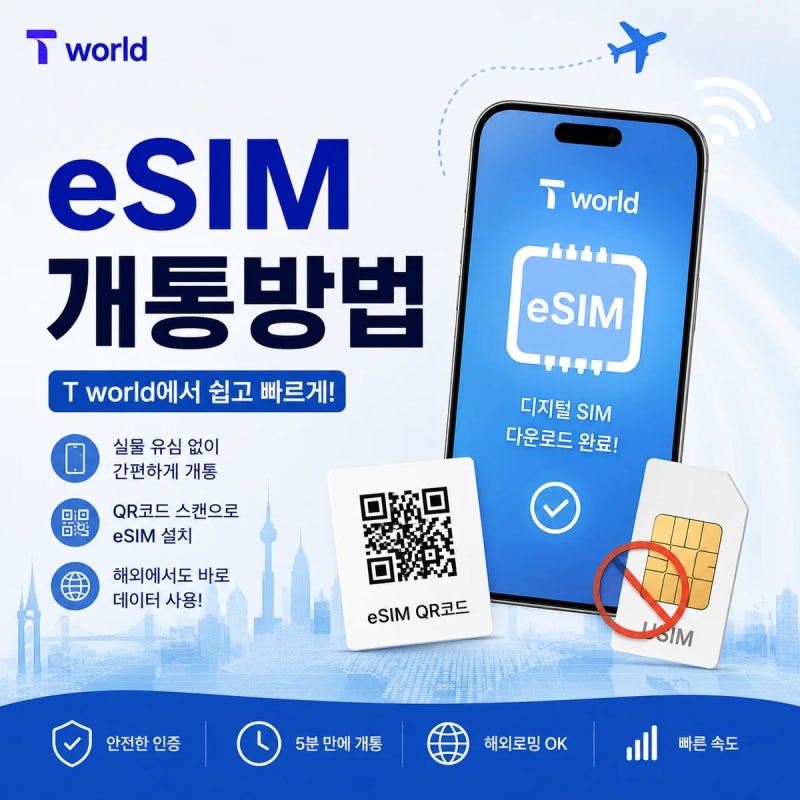 티월드 eSIM 개통 방법, 유심 없이 휴대폰 사용하는 방법
