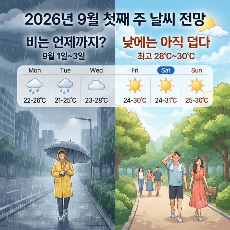 9월 첫째 주 날씨, 비 언제 그치나? 서울·전국 기온 총정리