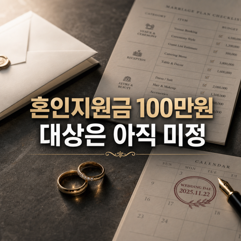 혼인지원금 100만원, 2026년 혼인신고도 대상일까? 확정된 내용과 아직 모르는 조건