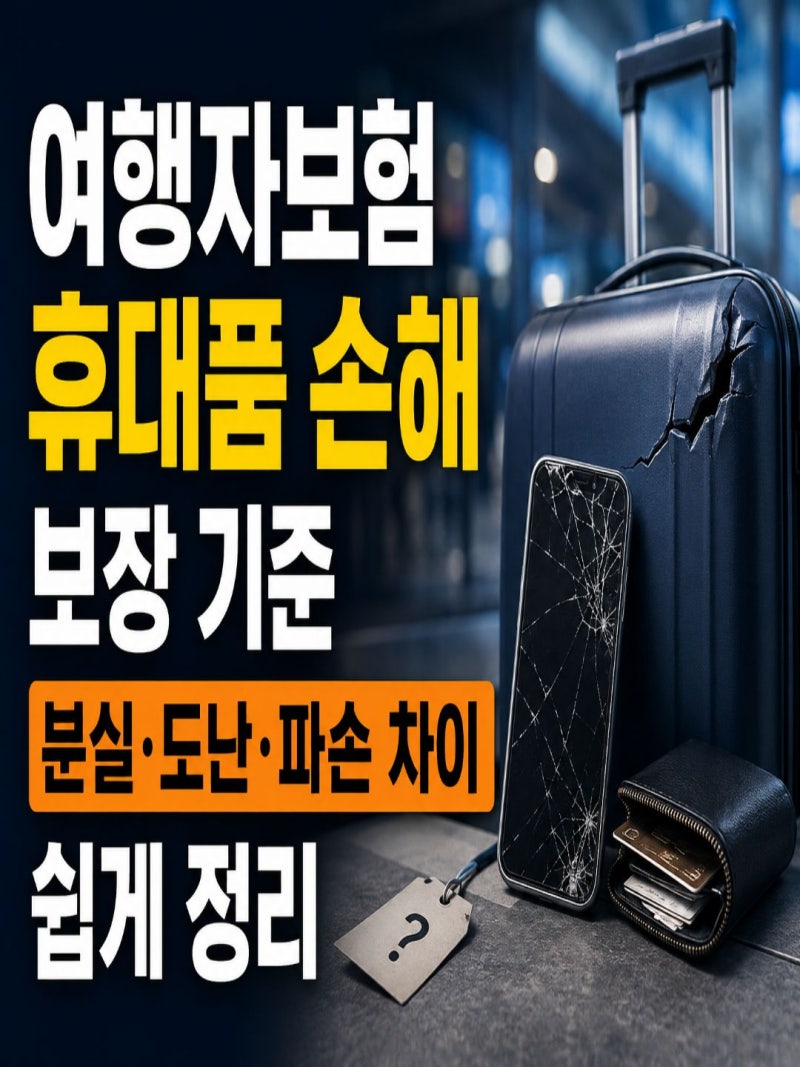 여행자보험 휴대품 손해 보장 기준: 분실·도난·파손 차이 쉽게 정리 (+캐리어 파손도 보상될....