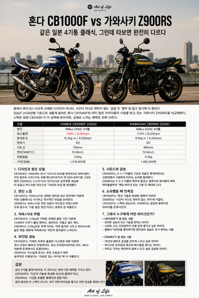 혼다 CB1000F vs 가와사키 Z900RS.