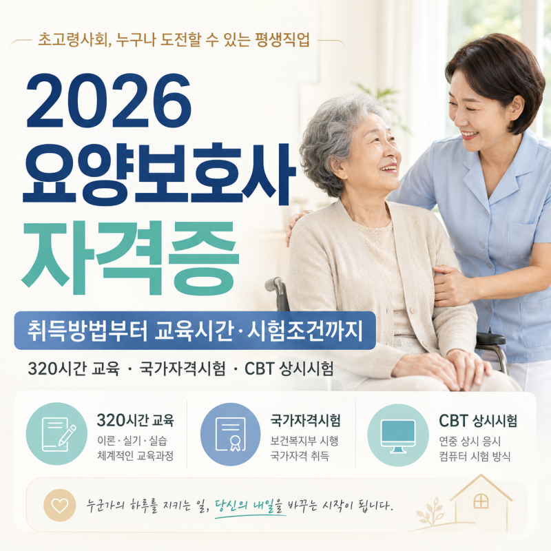 2026 요양보호사 자격증, 취득방법부터 교육시간과 시험조건까지 알아보기