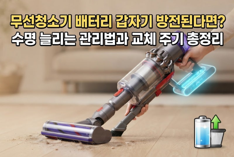 무선 청소기 배터리 갑자기 방전된다면? 수명 늘리는 관리법과 교체 주기 총정리