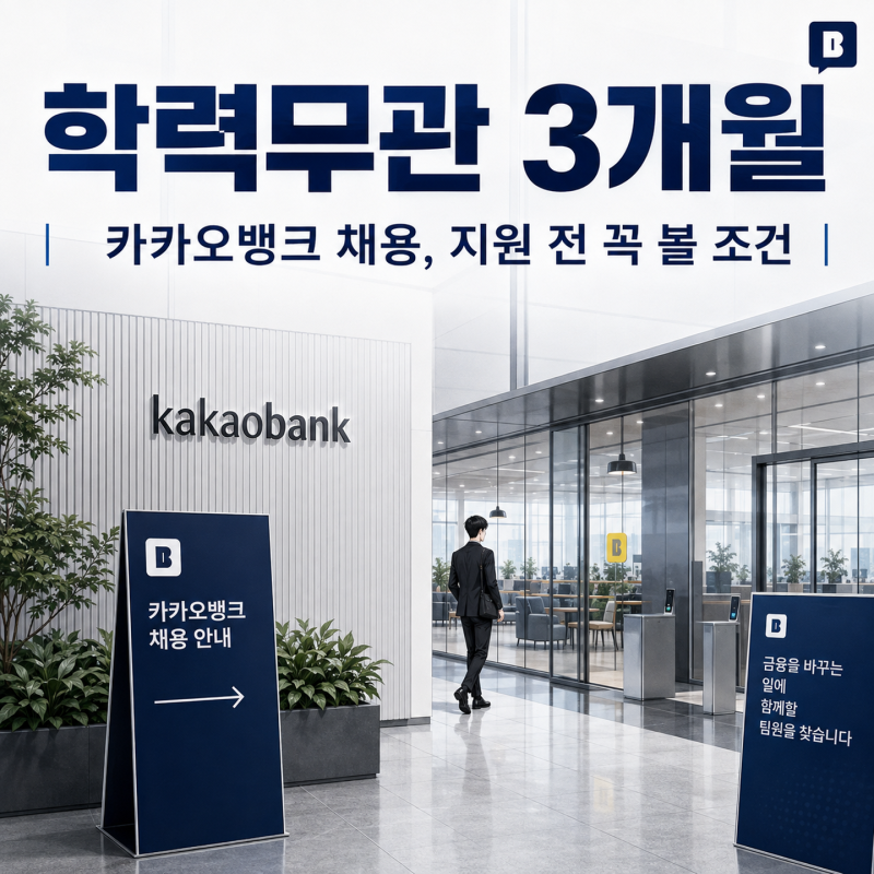 “학력무관·3개월” 카카오뱅크 채용, 지원 전 꼭 따져볼 조건은?