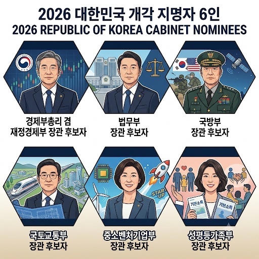 청와대, 6개 부처 신임 <b>장관 후보</b> 중폭 개각