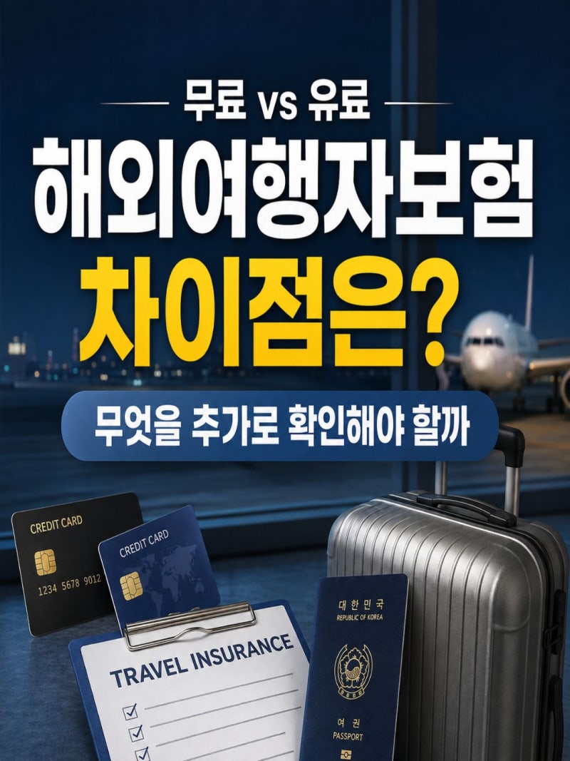 카드 무료 해외여행자보험 vs 유료 여행자보험, 보장·차이 비교·범위·한계·확인 항목 총정....