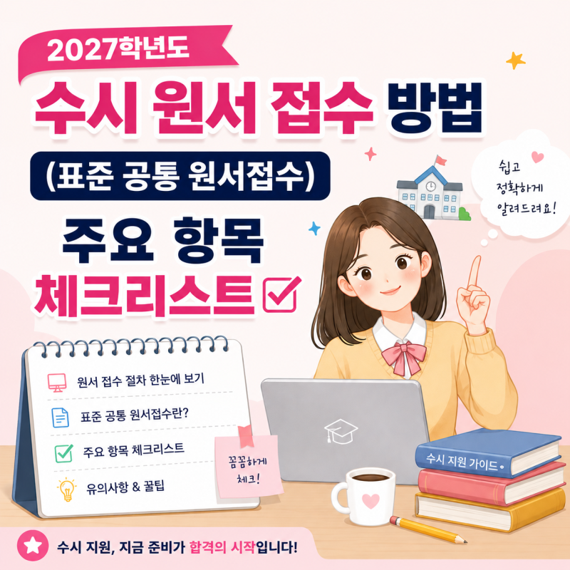 2027학년도 수시 원서 접수 방법(표준 공통 원서접수)과 주요 항목 체크리스트