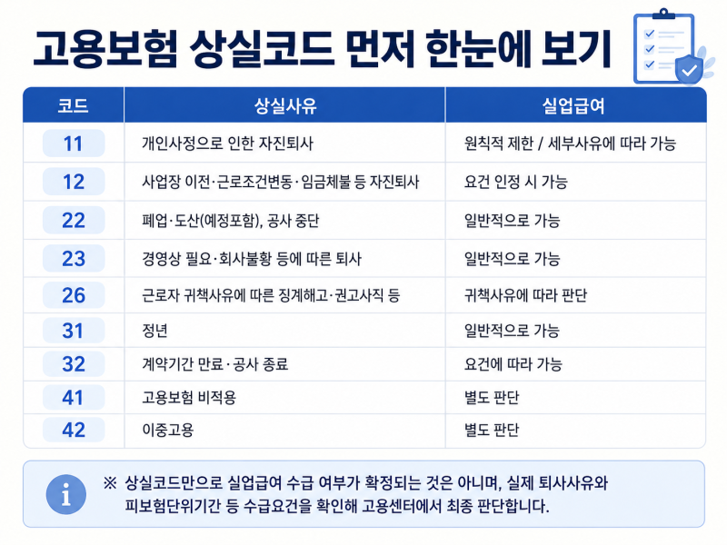 고용보험 상실코드 종류 총정리｜실업급여 대상, 구체적 사유까지