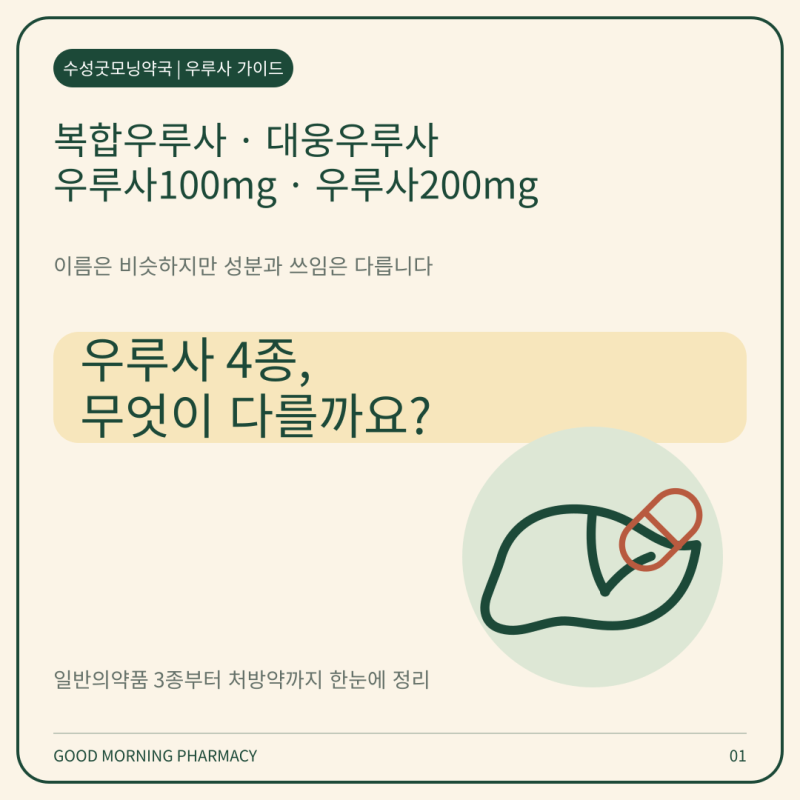 복합우루사·대웅우루사·우루사100mg·우루사200mg 차이는? 우루사 종류 총정리